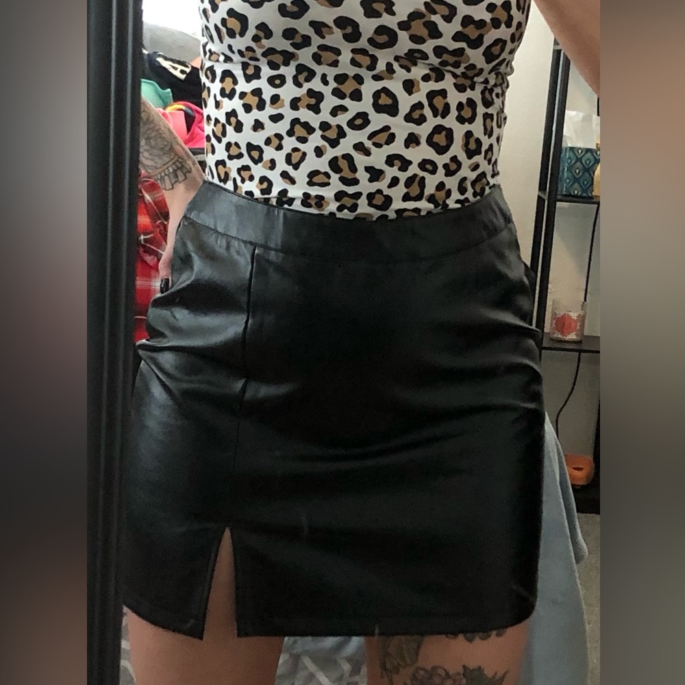 Faux leather skirt